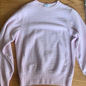 HVN reverse weave pink gingham champion crew neck